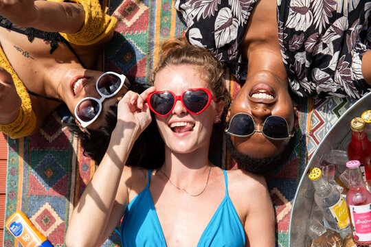 Joyful friends enjoying summer together.