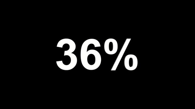 White thirty six percent symbol displayed prominently against a stark black background with subtle shadow effects creating depth and focus on the numerical value