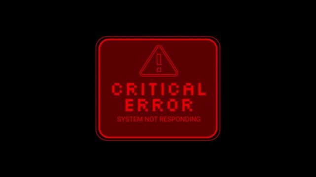 Red critical error message for system not responding. Suitable for technologyrelated content, website maintenance, troubleshooting guides, and cybersecurity awareness.