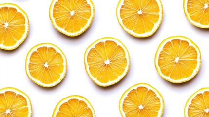 Fototapeta premium Lemon Slices Fresh Citrus Fruit Pattern