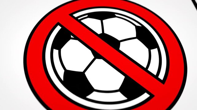No Soccer Sign Prohibition Symbol.