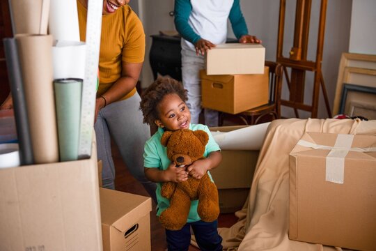 Family moving day excitement