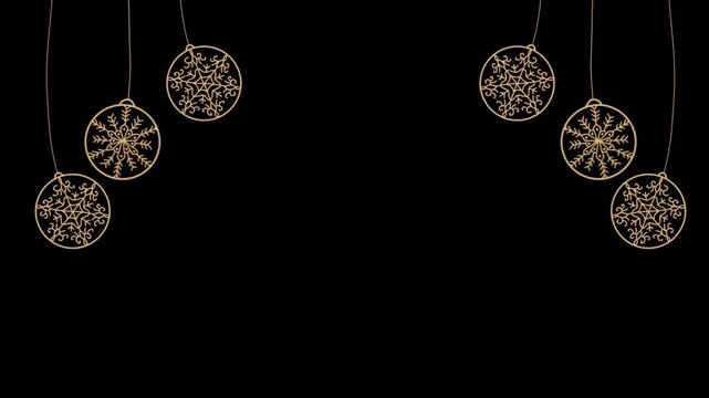 christmas Golden ball hanging design element Ornament Animation with alpha channel transparent background