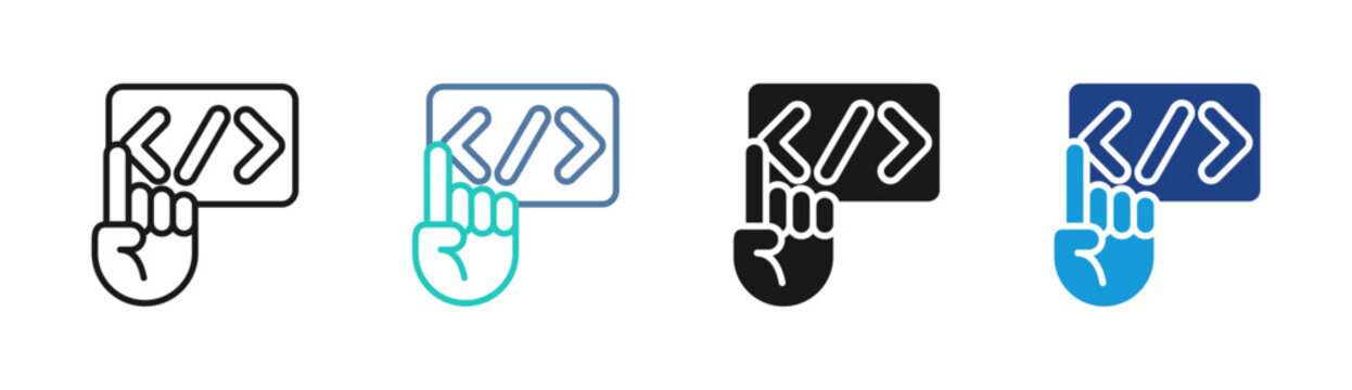 Code Review icon set multiple style collection