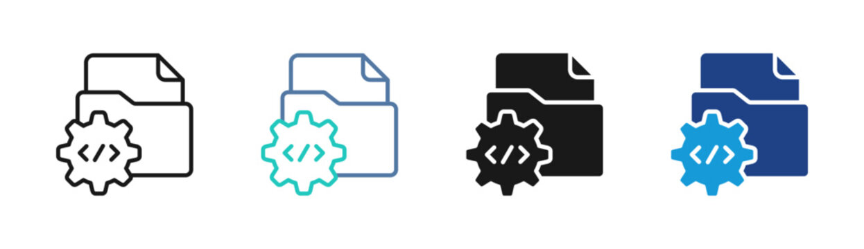 Code Repository icon set multiple style collection