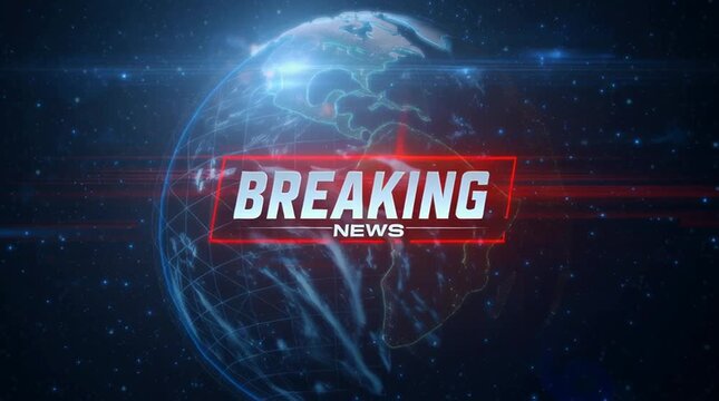 Breaking News template intro for TV broadcast news with globe.