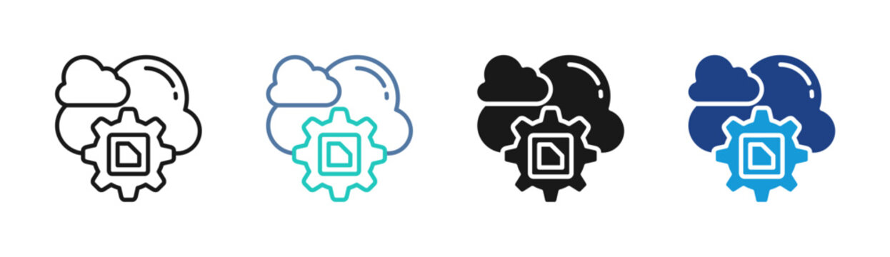 Cloud Computing icon set multiple style collection