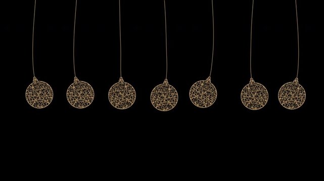 christmas Golden ball hanging design element Ornament Animation with alpha channel transparent background