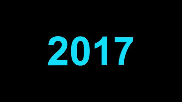 Bright cyan twenty seventeen numeral with subtle shadow against a stark black background representing a specific year or time period