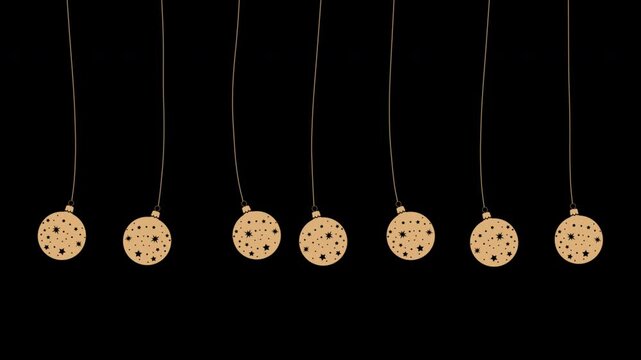 christmas Golden ball hanging design element Ornament Animation with alpha channel transparent background