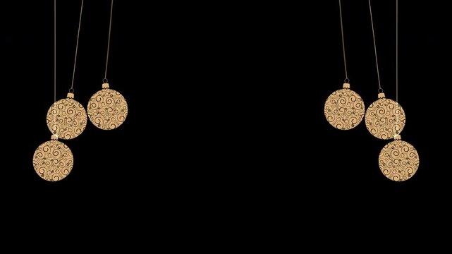christmas Golden ball hanging design element Ornament Animation with alpha channel transparent background