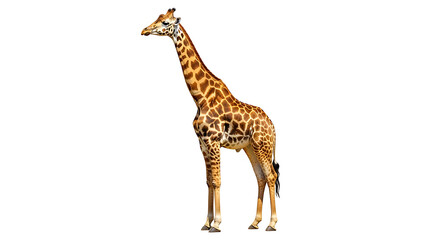 Naklejka premium Realistic Giraffe Isolated on White Background – African Wildlife Animal
