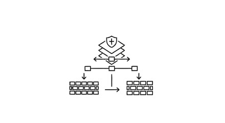 Naklejka premium Network Security Firewall Protection Layers and Data Flow.
