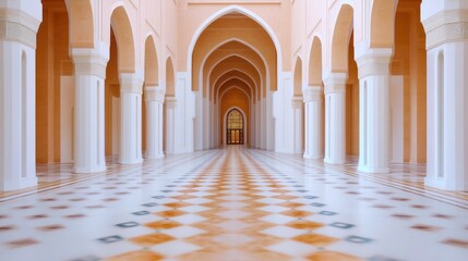 Grand Hallway of Arches: A Symphony of Light and Symmetry in Islamic Architecture