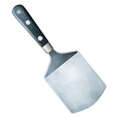 Fototapeta premium Watercolour cartoon clipart of metal spatula isolated on white background for kitchen design