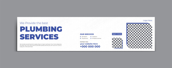 Plumbing Service LinkedIn cover Template