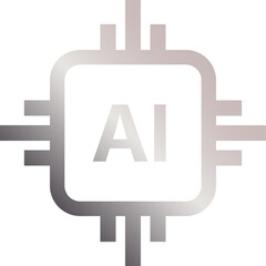 Obraz premium Artificial Intelligence Microchip Core Silver Icon