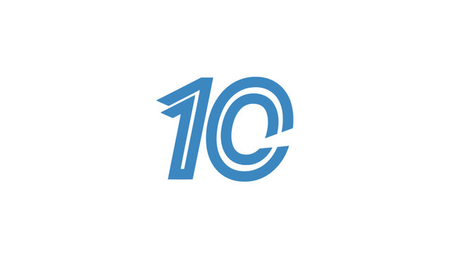 Blue Number 10 Logo Design.