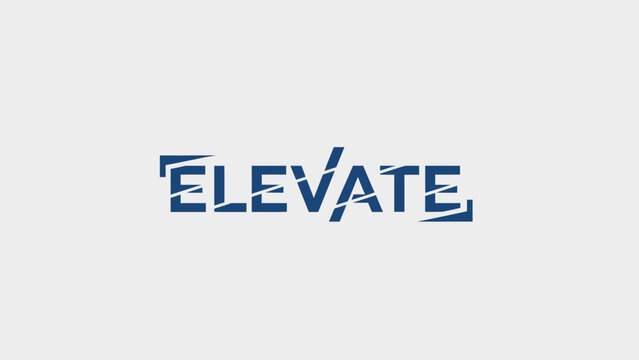 Elevate text logo with abstract fragmented design.