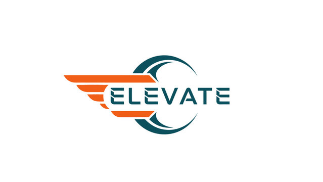 Elevate Logo with Wings and Circular Element.