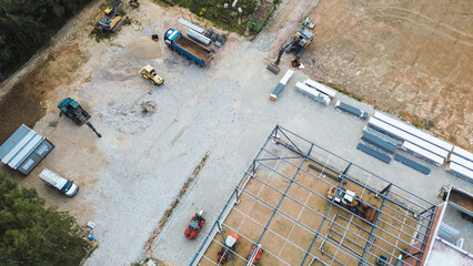 Fototapeta premium New commercial structure being built near road