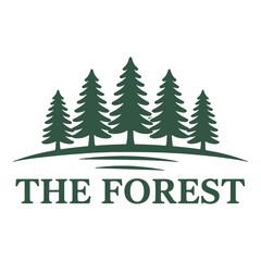 Fototapeta premium A stylized logo featuring trees with the text the forest beneath them
