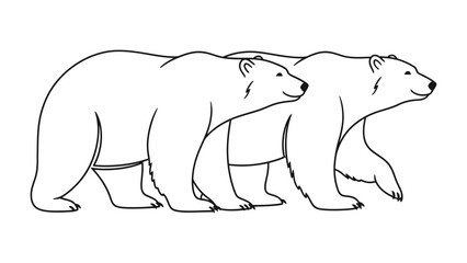 Fototapeta premium Polar Bears Outlines: A serene illustration shows two polar bears, emphasizing their majestic forms in a simplified graphic style.