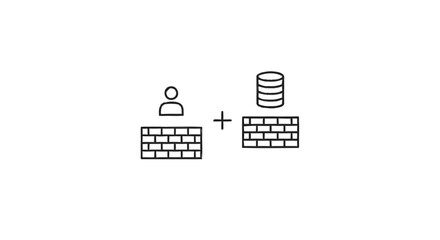 Naklejka premium Person and Coins Stacked on Brick Walls with Plus Sign.