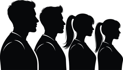 people profile silhouettes set, men and women side view faces vector illustration human head silhouettes collection isolated © E-Designs