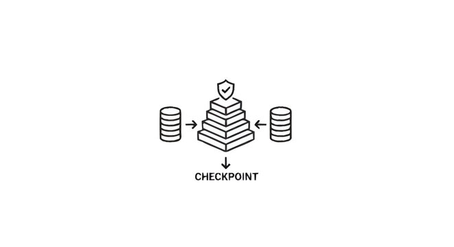 Secure data checkpoint with database synchronization illustration.