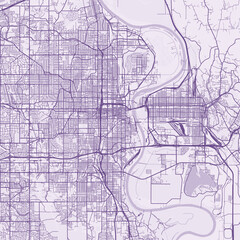 Fototapeta premium Omaha City Map Sophisticated Geometric Urban Topography Featuring Meticulous Linework and Balanced Composition in a Timeless Minimalist Soft Lavender Blueprint Aesthetic for Contemporary Decor.