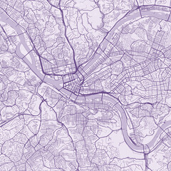 Obraz premium Pittsburgh City Map Sophisticated Geometric Urban Topography Featuring Meticulous Linework and Balanced Composition in a Timeless Minimalist Soft Lavender Blueprint Aesthetic for Industrial Home.