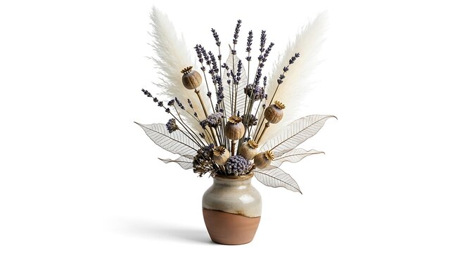 Dried Floral Arrangement in Vase.