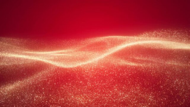 Shimmering golden particles flowing over a vibrant red background. Represents celebration, luxury, and festive occasions