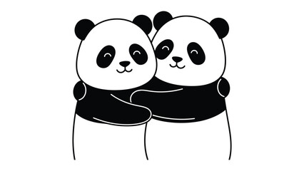 Panda Hug: Two adorable panda bears embrace in a heartwarming hug, conveying themes of love, friendship, and companionship. © Nadim