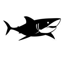Obraz premium shark silhouette vector outline ocean predator marine stencil aquatic fin nautical emblem underwater icon sea shadow reef mascot jaws logo