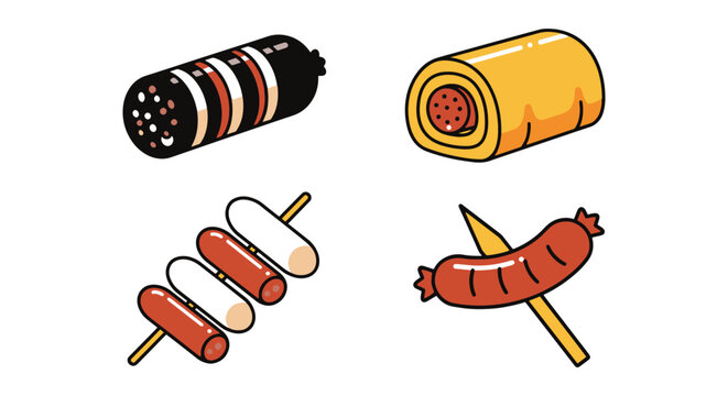 Korean Sausage Line art vector abstract smooth modern illustration