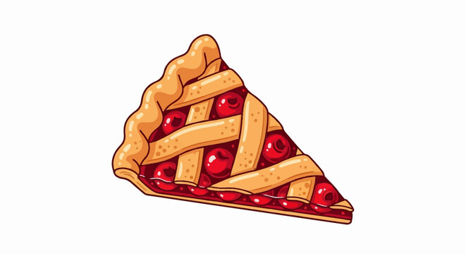 A pixelated slice of cherry pie with a lattice crust