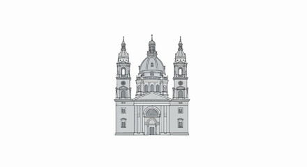 Obraz premium A grand neoclassical building with a central dome and two towers