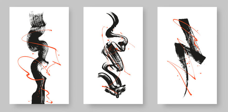 xAbstract black ink brush stroke with bright paint splash on white background. Dynamic grunge paint smear and bold calligraphic swoosh texture banner.