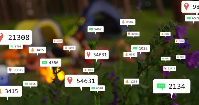 Purple blooms staying sharp while pins rising near fire, growing and masking campers for marketing