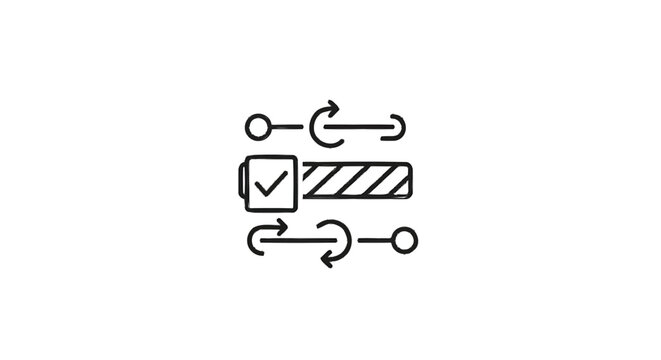 Process flow diagram with checkmark and progress bar.