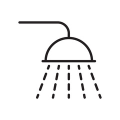 Minimal shower line icon representing bathroom facilities, water flow and hygiene services