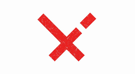 Fototapeta premium Red X mark symbol with grunge texture on white background