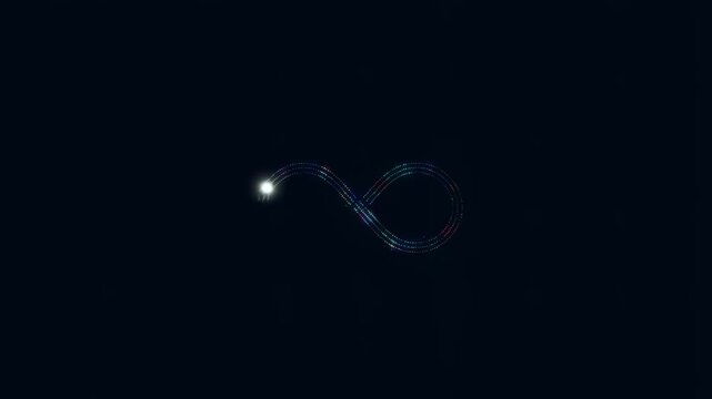 Abstract light trails forming an infinity symbol against a dark background. Represents endless possibilities and continuity in design and creativity