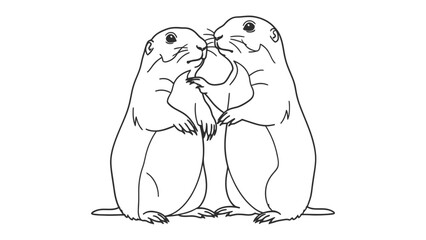 Obraz premium Prairie Dog Embrace: Two prairie dogs are shown, illustrating an embrace, the moment is captured through an artistic lens to display unity, connection and harmony.