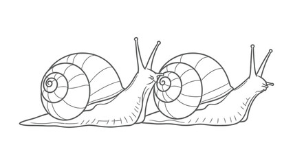 Snails in Embrace: Two snails share a tender moment, their forms intertwined in a loving embrace, conveying themes of connection and affection. © mahmuda428