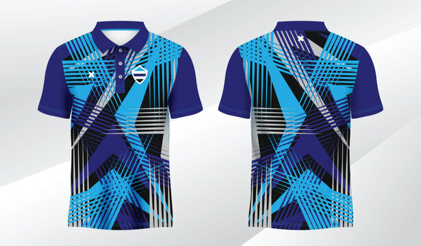 blue  and black polo sport shirt sublimation jersey template