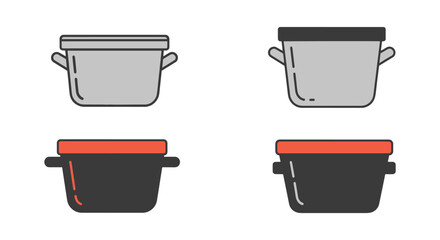 Stock Pot Line art vector set minimal digital abstract color illustration