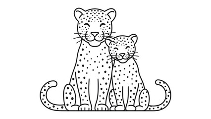 Mother Cheetah with Cub: A gentle illustration captures a heartwarming moment as a mother cheetah sits beside her cub, highlighting the tenderness and protection of the cheetah family unit. © Nadim